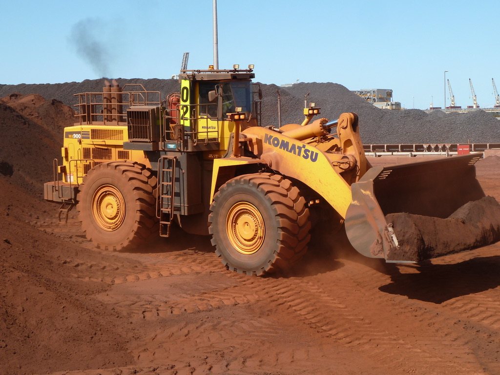 Wheel loader at iron ore stockyard